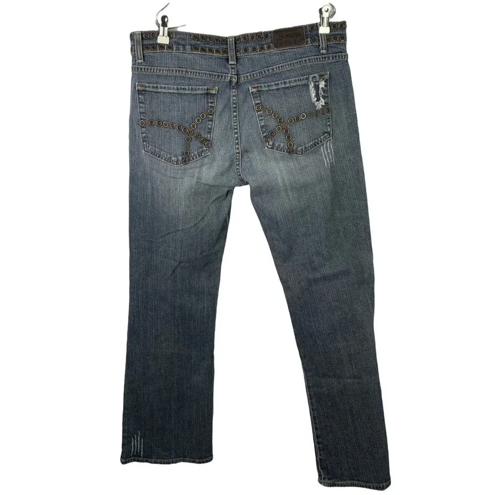 #0684 Xray Mens Jeans Denim 36x32 Blue Distressed Biker Pants
